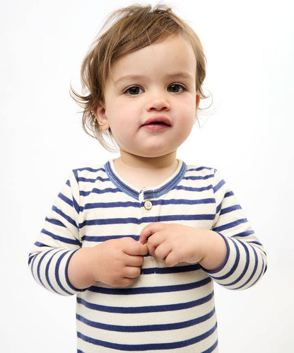 Campbell Romper, Navy Stripe