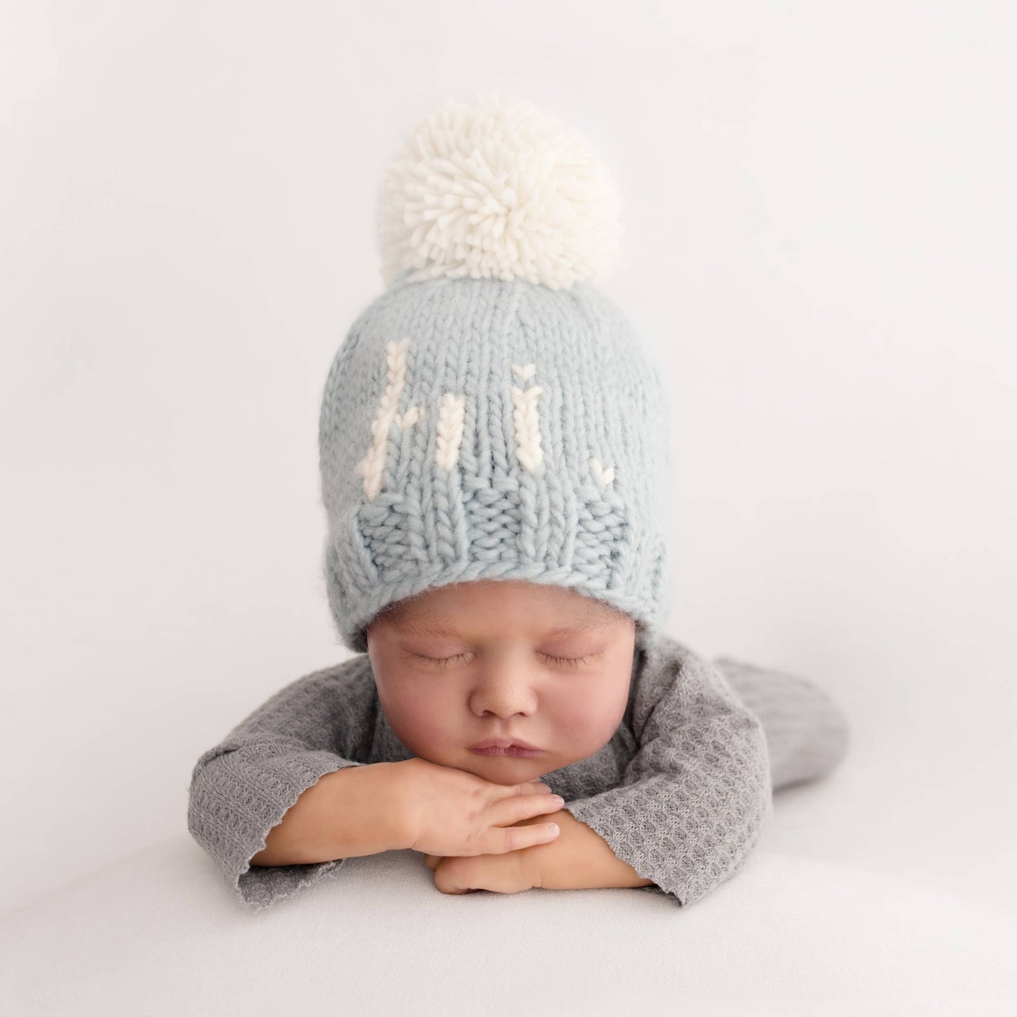 Hi. Surf Blue Hand Knit Beanie Hat: XS (newborn)