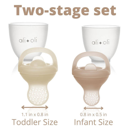 Silicone Food & Fruit Feeder (2 sizes), Oat & Coco