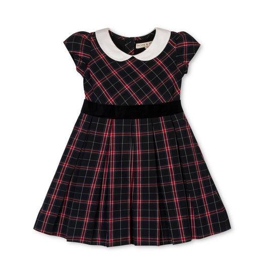 Organic Peter Pan Collar Poplin Dress: Black Ballet Plaid / 5