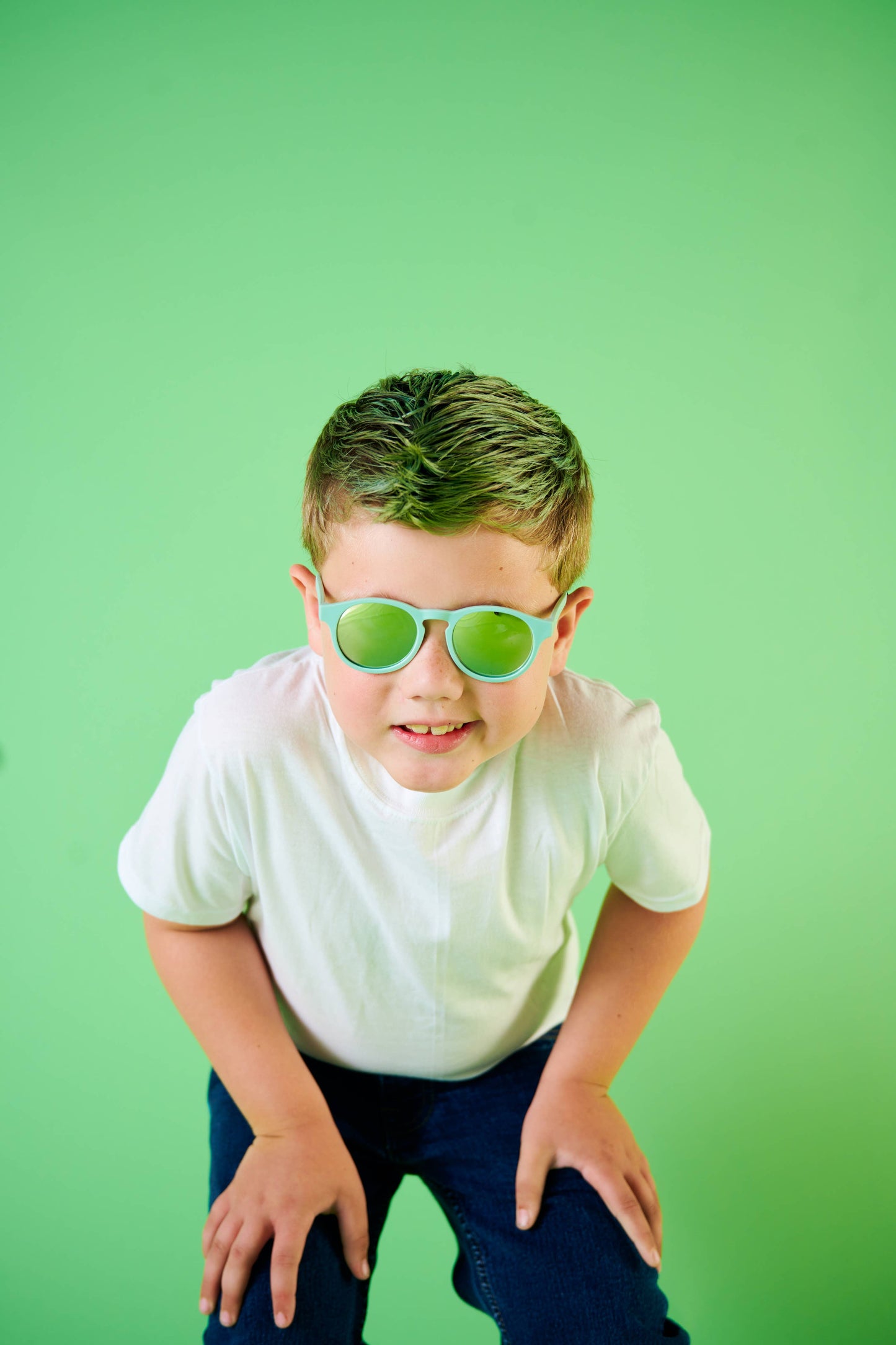 Seafoam Blue Polarized Keyhole Sunglasses with Mirrored Lens
