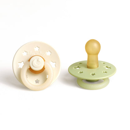 Itzy Soother™ Natural Rubber Paci Sets: Glow - Buttercream + Pistachio 6-18 M