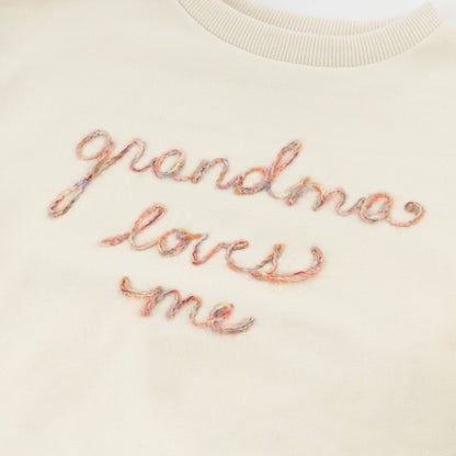 Oh baby! Ruffle Slouch Sweatshirt - Grandma Loves Me - Natural: Natural / 6-12 mo