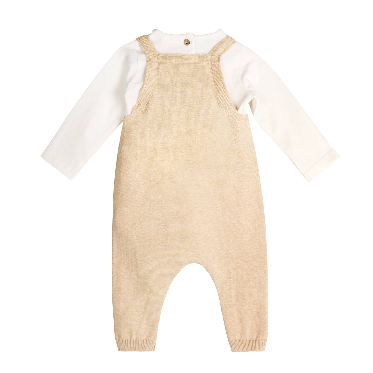 Excavator Truck Embroidered Baby Overall Set -Organic Cotton: Oat Heather / 3-6M