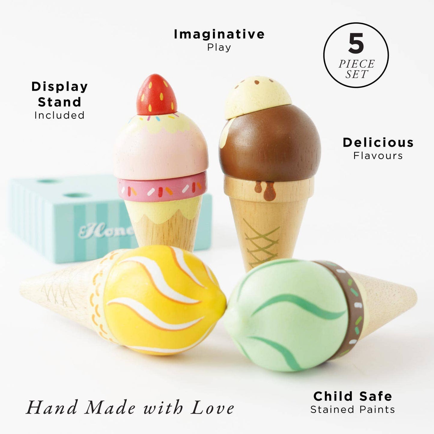 Wooden Ice Cream Cones Set