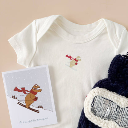 Onesie Ski Bear Baby Bodysuit Organic Winter Graphic Gift