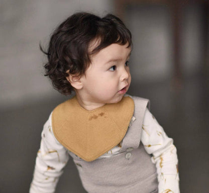 Knitted Baby Bib - Organic Cotton - Honey - Adjustable