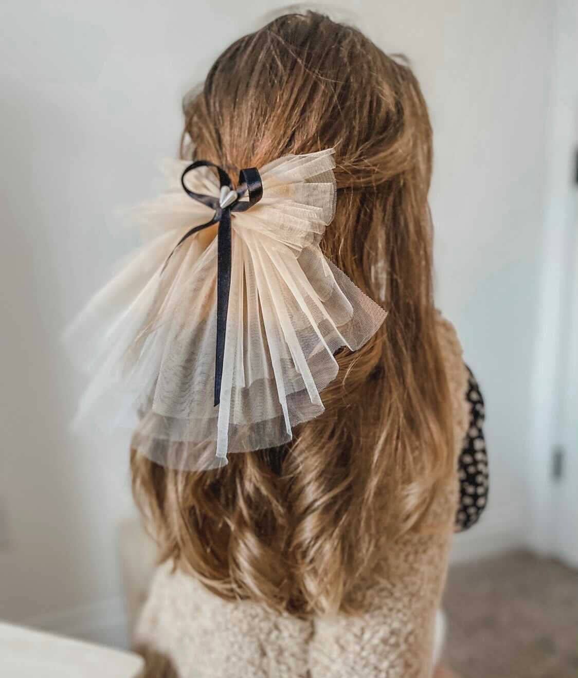 Mademoiselle Tulle Hair Bows: White