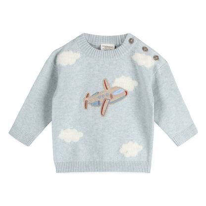 Airplane Applique Baby Knit Pullover & Pant Set (Organic)