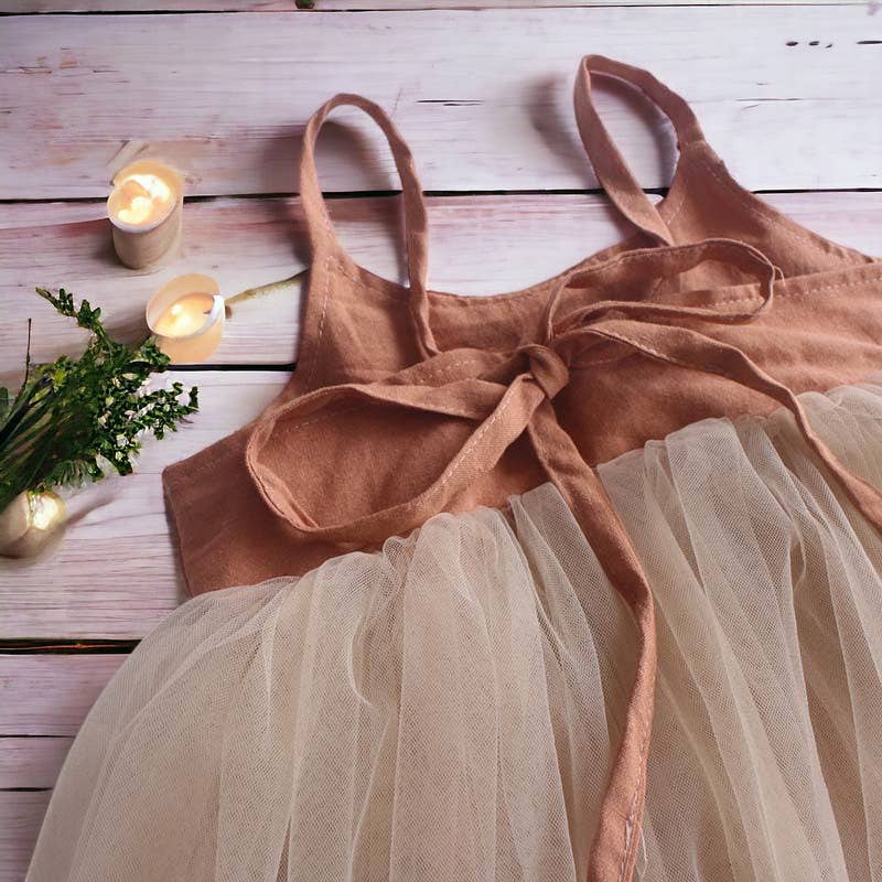Annie & Charles® organic linen tulle dress: Apricot