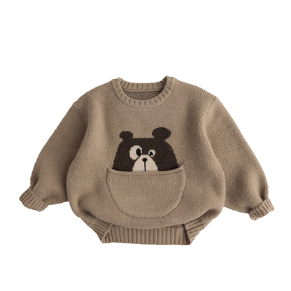 Annie & Charles® animal knitted sweater: Beige bear