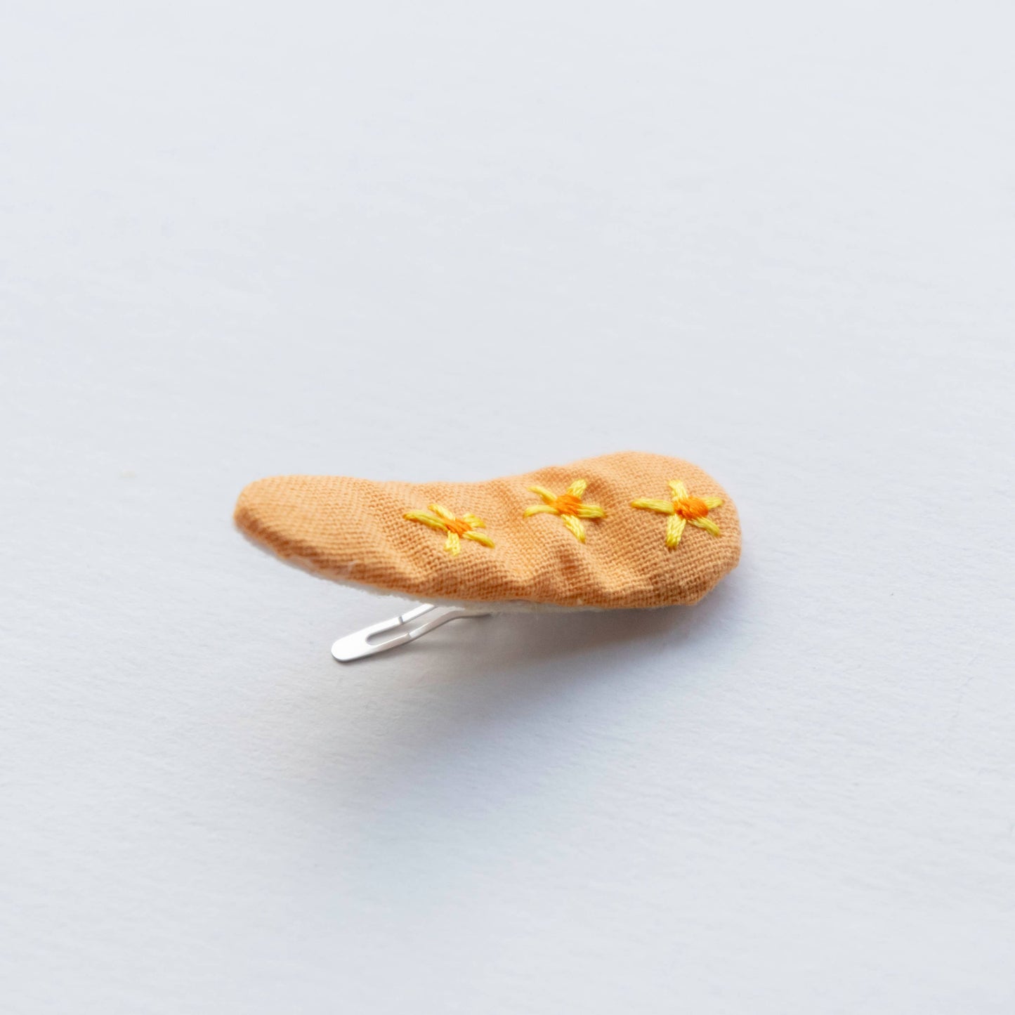 Triangle Embroidered Floral Snap Hair Clips | Yellow