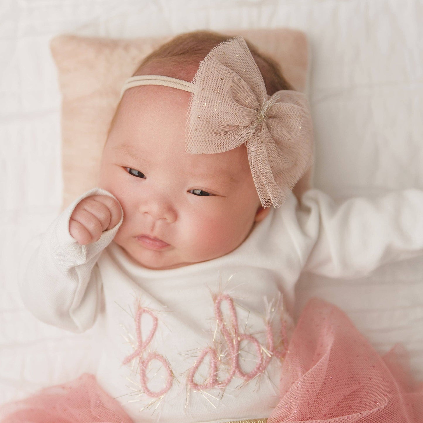 Champagne/Gold Glinda Bow Nylon Headband