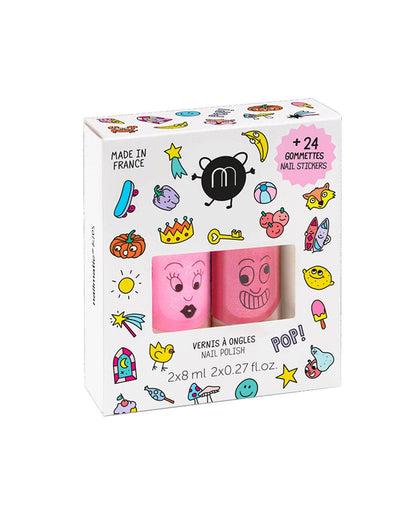 Nail Polish and Nail Sticker Set for Kids POP