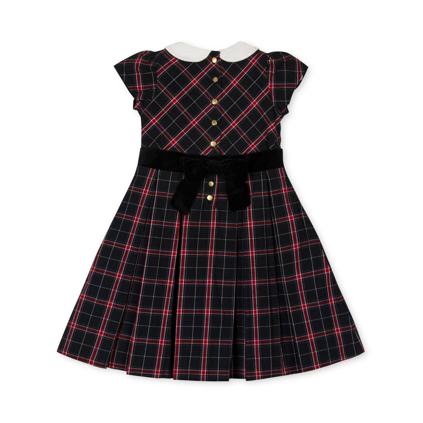 Organic Peter Pan Collar Poplin Dress: Black Ballet Plaid / 5