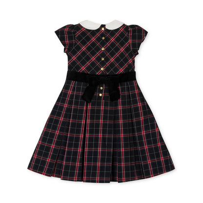 Organic Peter Pan Collar Poplin Dress: Black Ballet Plaid / 3