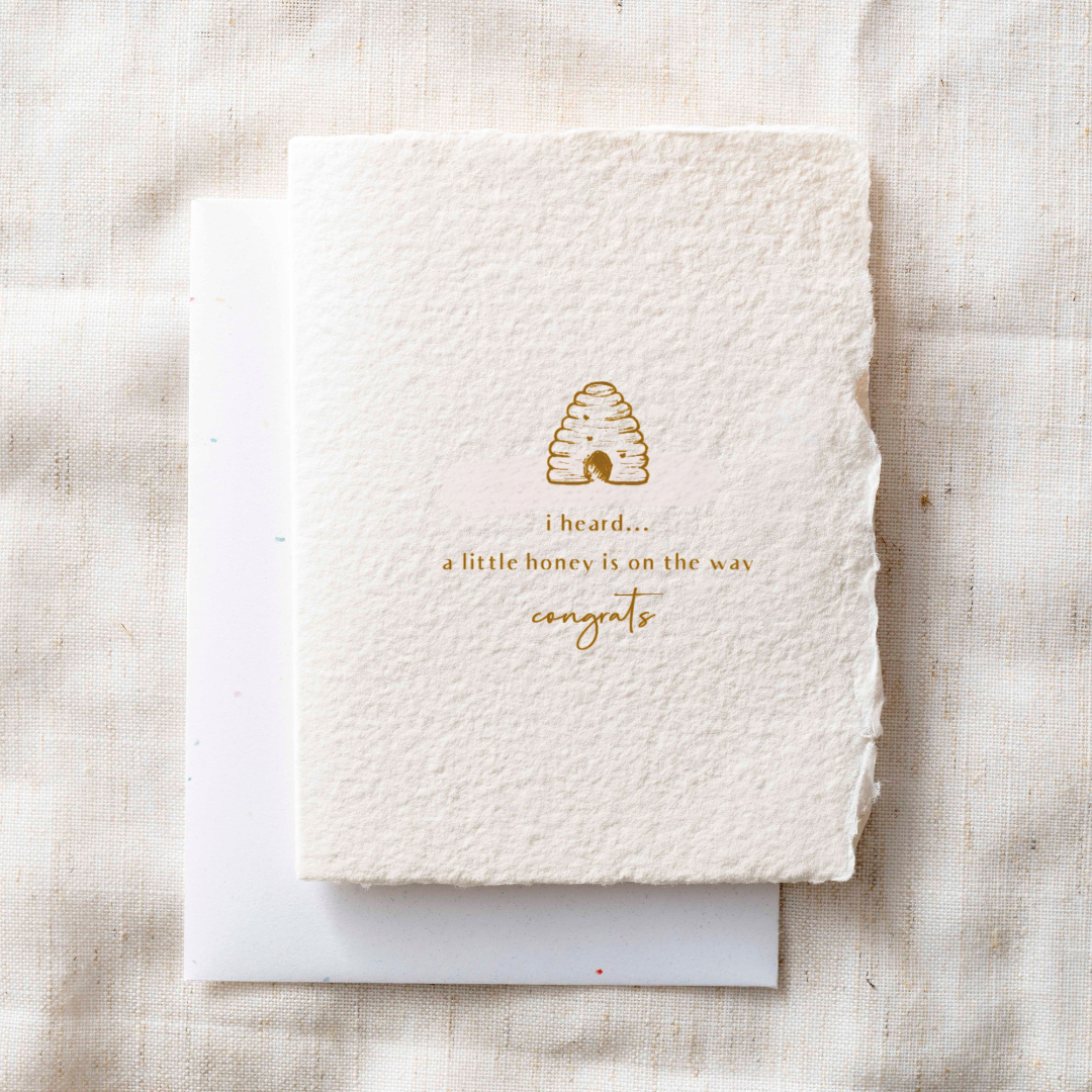 A Little Honey On The Way | Baby Greeting Card: Folded A2 Greeting Card with Envelope