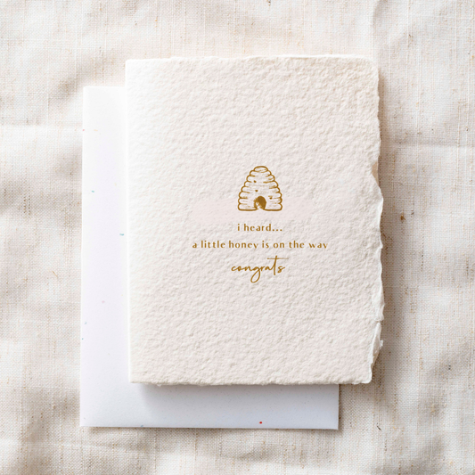 A Little Honey On The Way | Baby Greeting Card: Folded A2 Greeting Card with Envelope