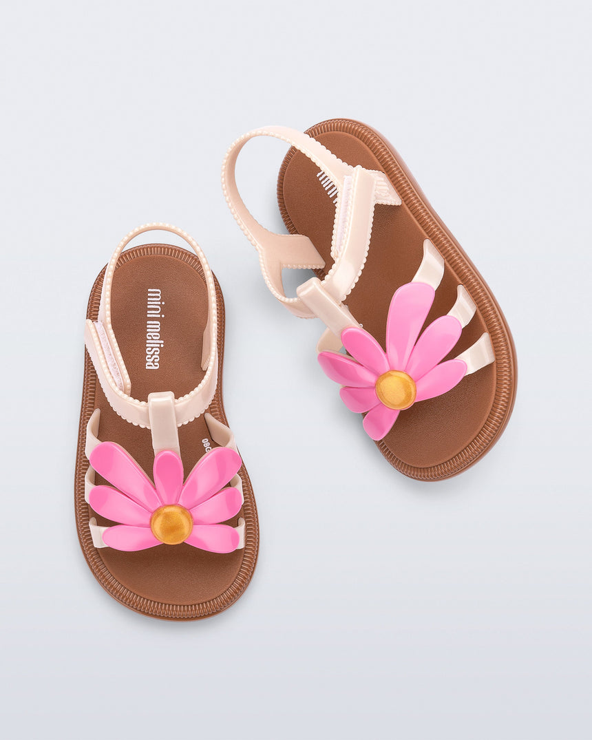 Mini Melissa Hip Bloomy Baby Sandals: Brown/Pink