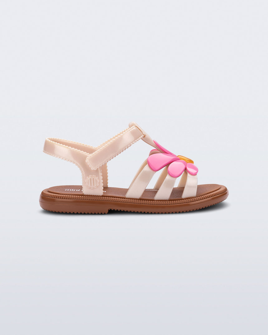 Mini Melissa Hip Bloomy Baby Sandals: Brown/Pink