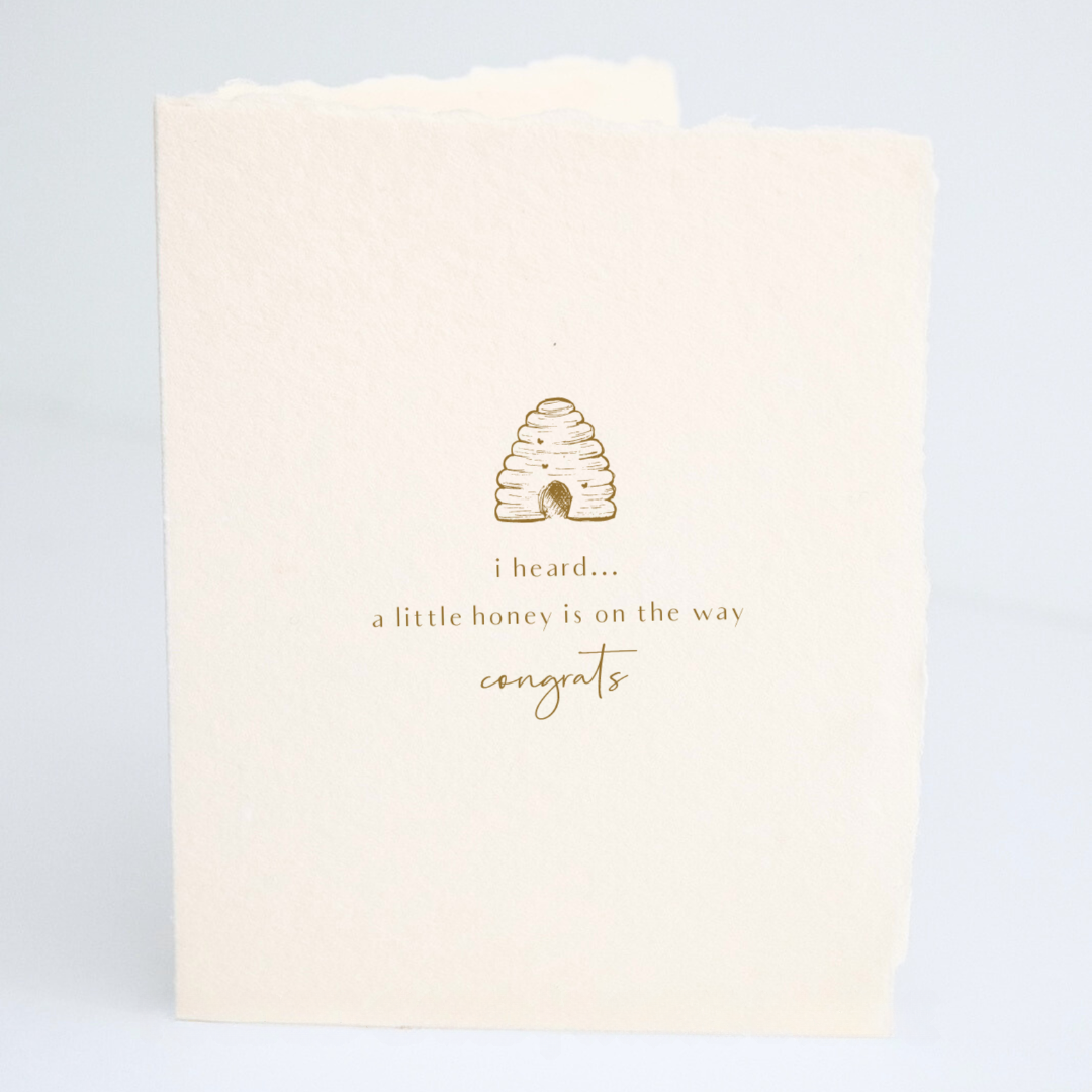A Little Honey On The Way | Baby Greeting Card: Folded A2 Greeting Card with Envelope