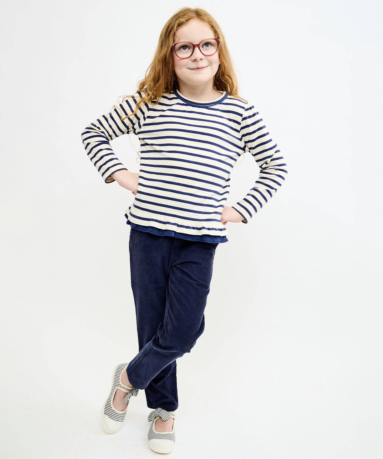 Edwina T-Shirt, Navy Stripe