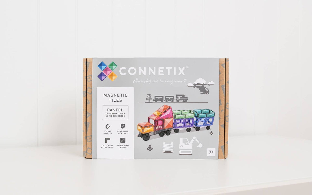 CONNETIX Magnetic Tiles Pastel Transport Pack, 50 Pieces