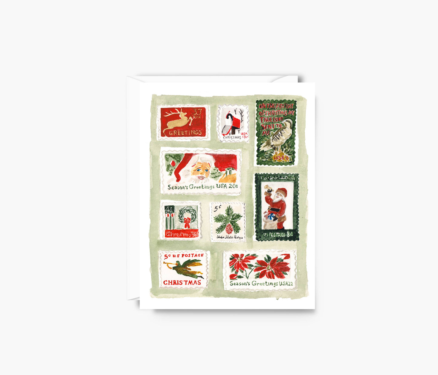 Holiday Postage Stamps Greeting Card - Set of 6
