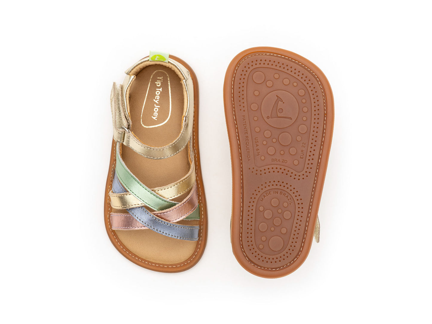 Toddler Sandals Criss Cross - Champagne/Metal Blue/Metal Green