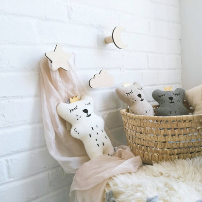 Wooden Hooks - Star Shape, Cloud, Moon, Swallow, Rainbow: PLUME