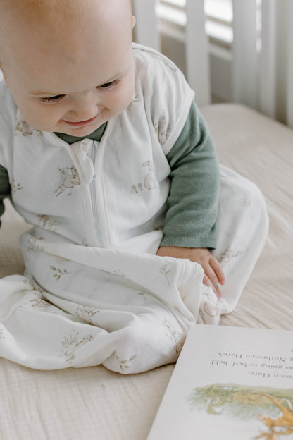 Coco Cuddle Bamboo Muslin Baby Sleep Sack 0.5 TOG, Garden Blue