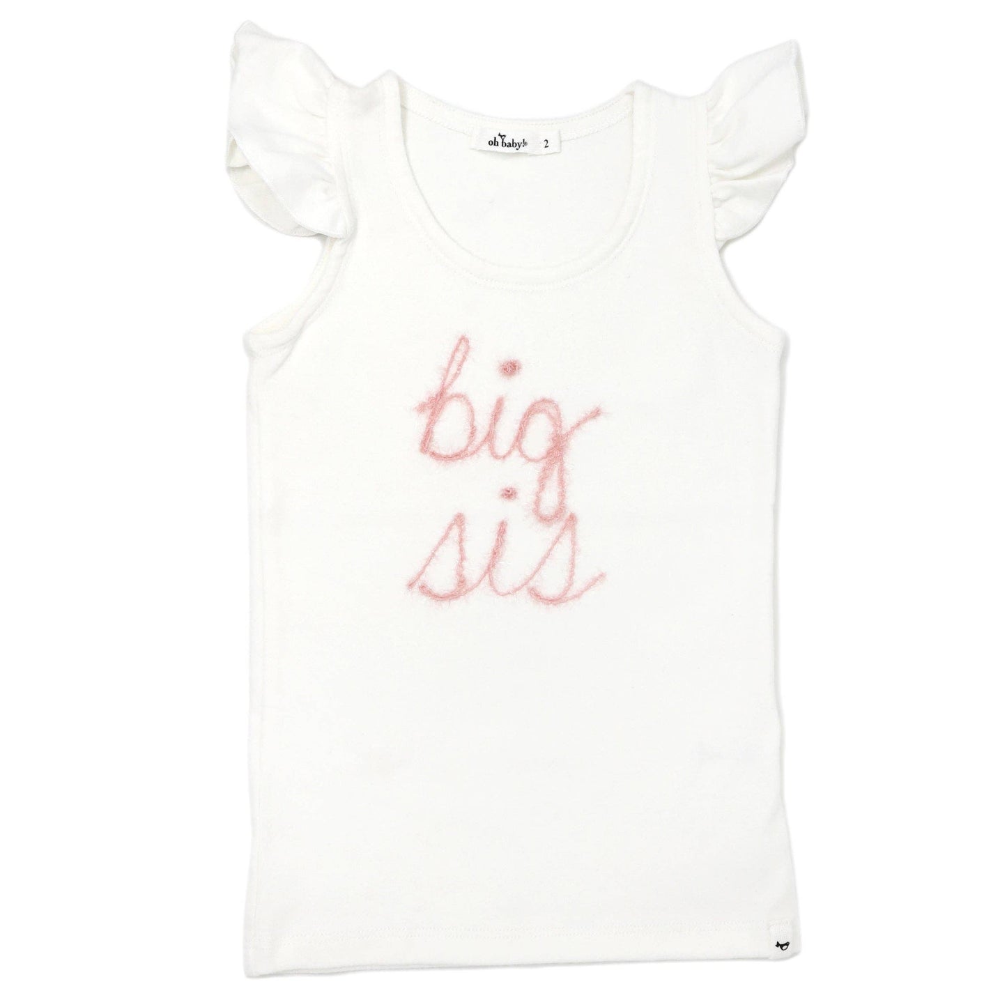 "big sis" Pink Sparkle Emb Cotton Baby Rib FS Tank