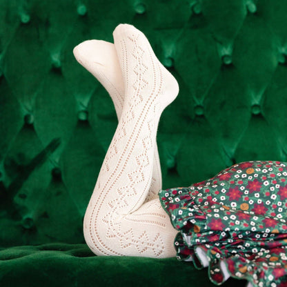 Fancy Knit Tights - Vanilla: 5-6 YEARS