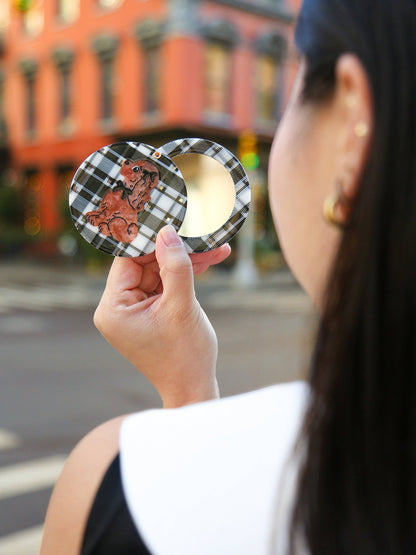 Hand-painted Coquette Puppy Compact Mirror | Eco-Friendly