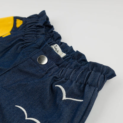 Applique Emerson Lyocell Denim Shorts: Dark Wash / 2-3 yr