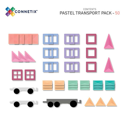 CONNETIX Magnetic Tiles Pastel Transport Pack, 50 Pieces