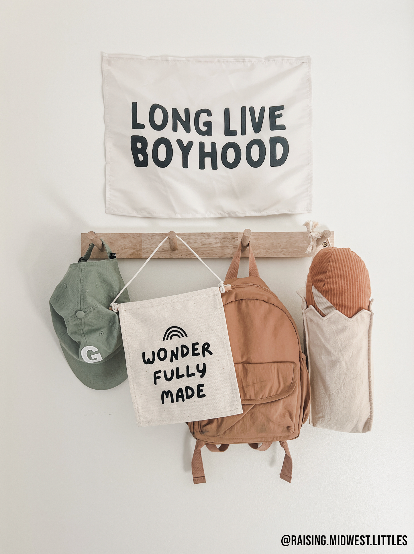 Wonderfully Made Canvas Hang Sign - Kids Nursery Wall Decor