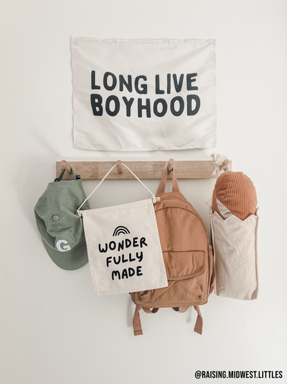 Wonderfully Made Canvas Hang Sign - Kids Nursery Wall Decor