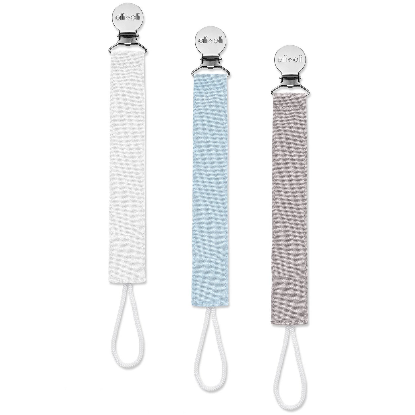 Ali+Oli Linen Pacifier Clips (set of 3)