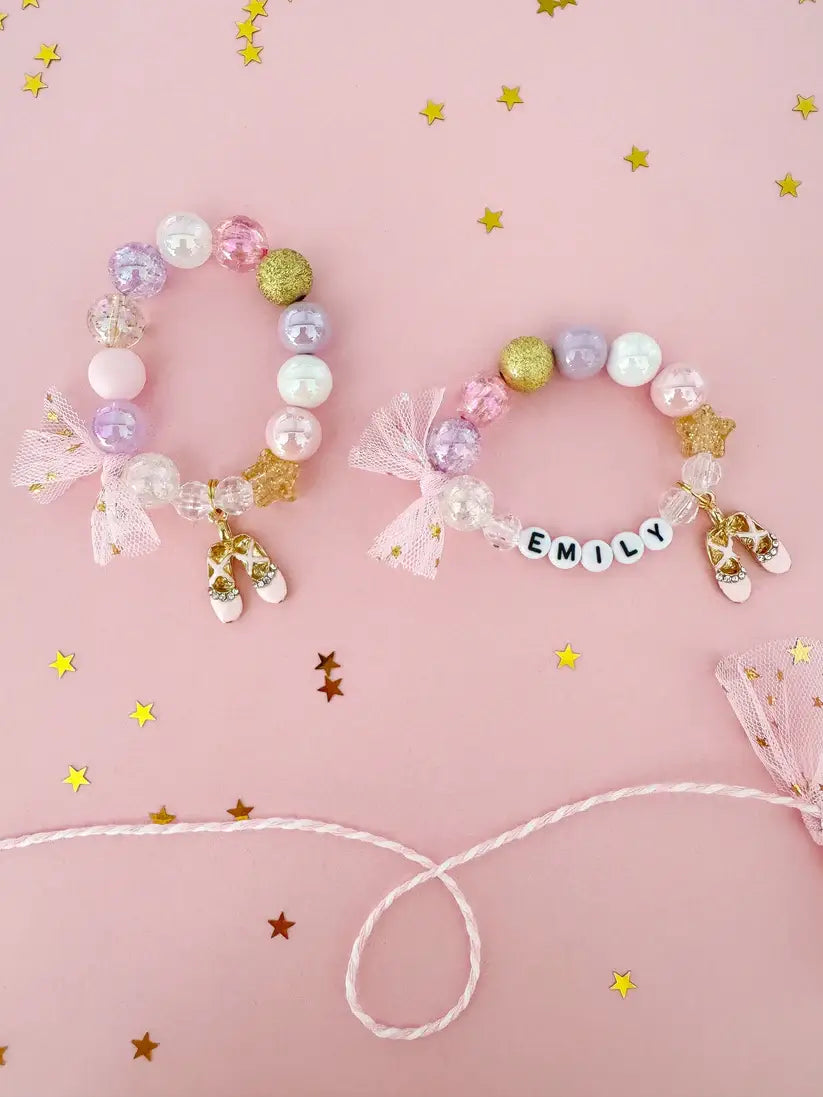Ballet Recital Ballerina Beaded Charm Bracelet