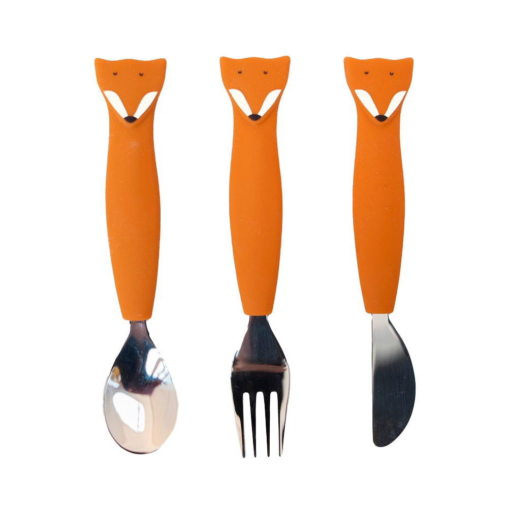 Trixie Silicone Cutlery Set, 3-Pack | Baby Toddler Utensils