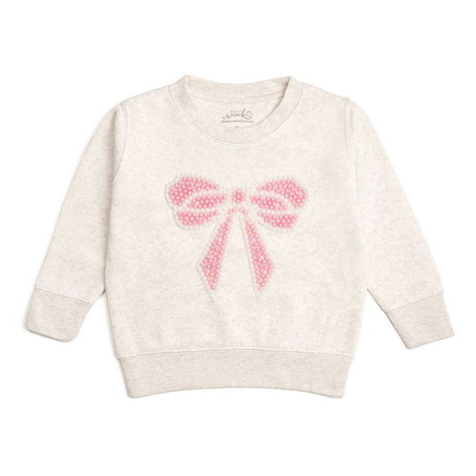 Pearl Bow Patch Sweatshirt - Kids Boutique Clothing: 4T