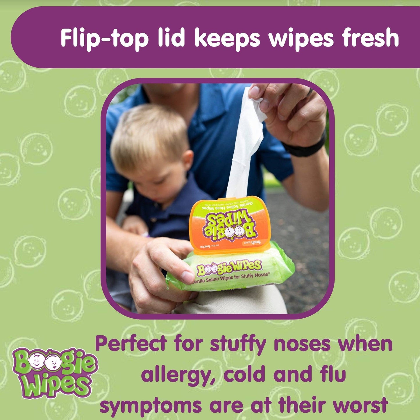 Boogie Saline Nose Wipes, Fresh, 30ct (Case of 12)