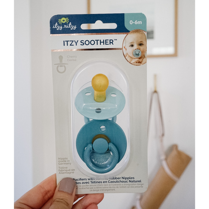 Itzy Soother™ Natural Rubber Paci Sets: Glow - Buttercream + Pistachio 6-18 M