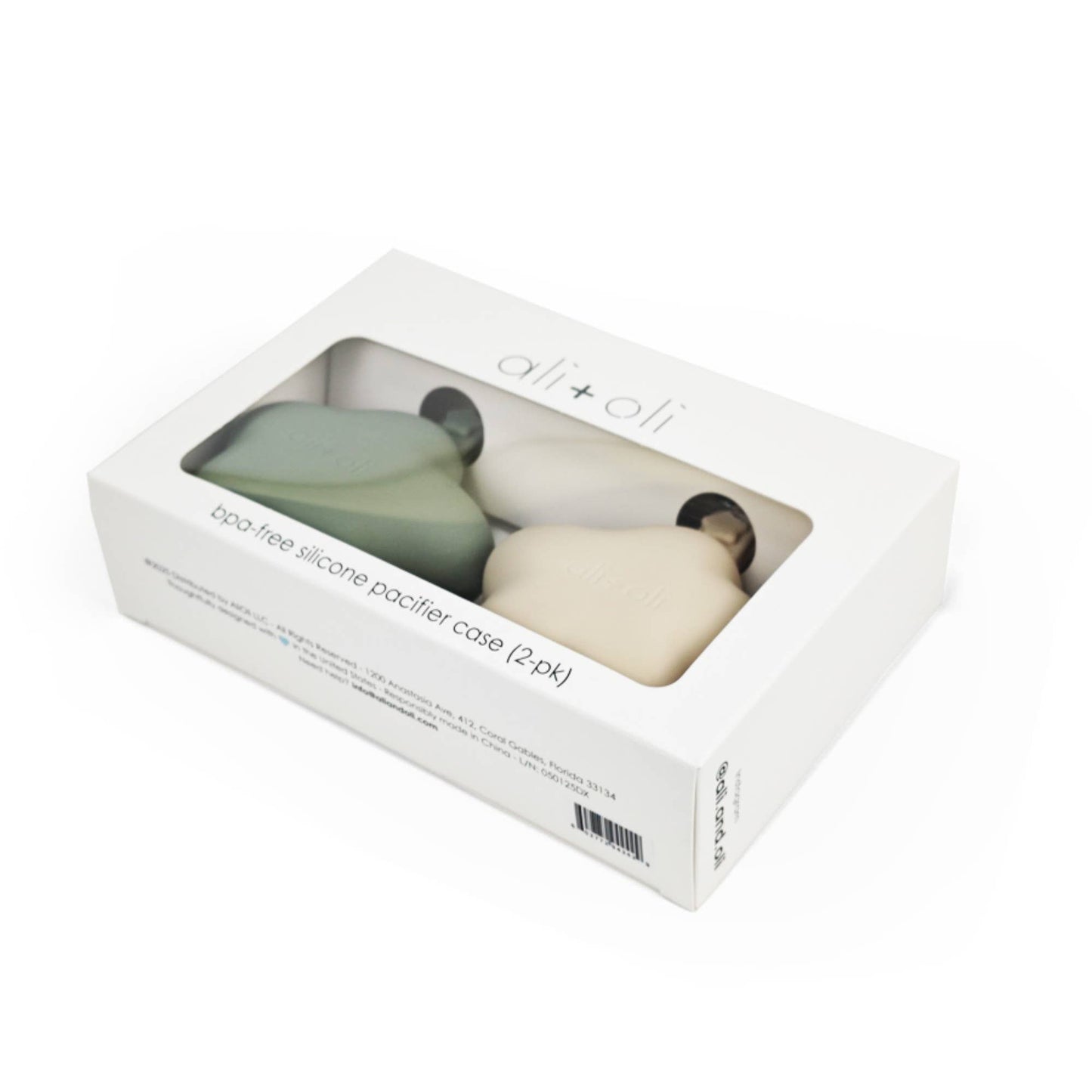 Ali+Oli Silicone Pacifier Case 2-pack Star (Sage-Sand)
