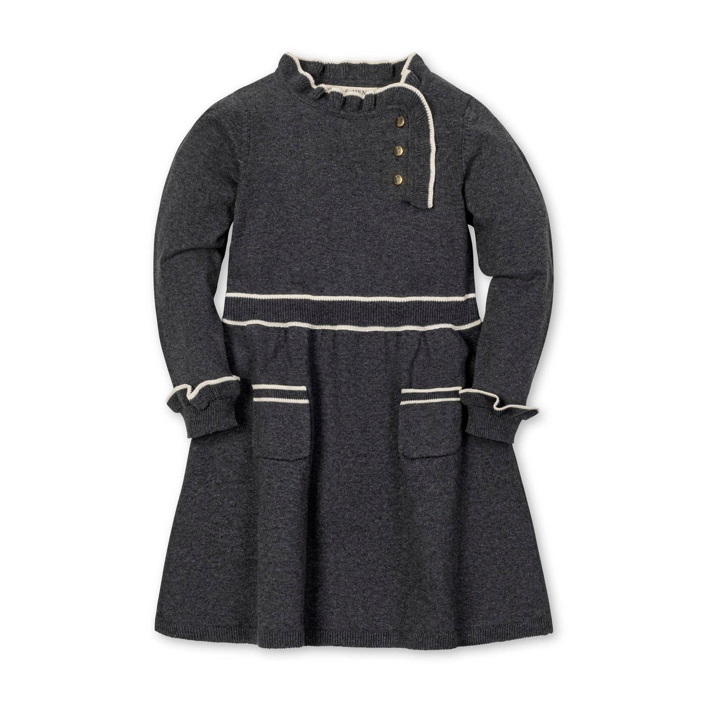 Organic Ruffle Trim Sweater Dress: Charcoal Heather / 4