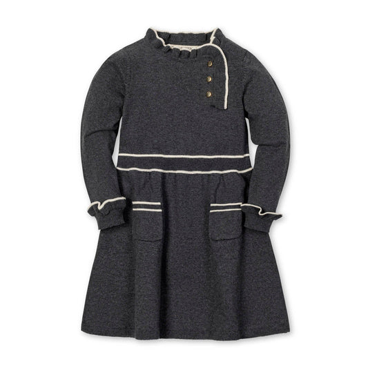 Organic Ruffle Trim Sweater Dress: Charcoal Heather / 4