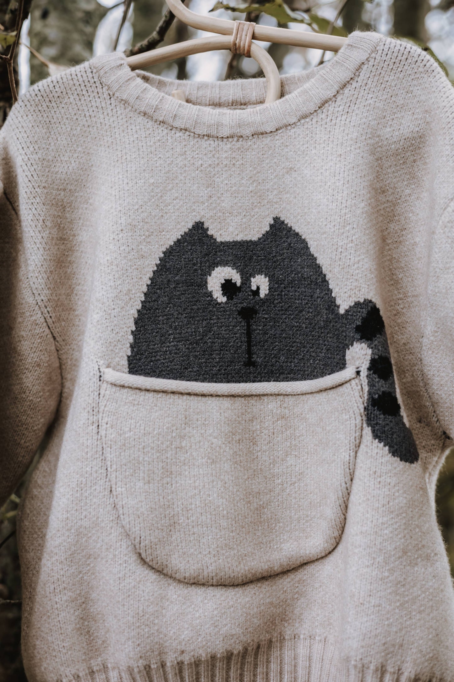 Annie & Charles® animal knitted sweater: Beige bear