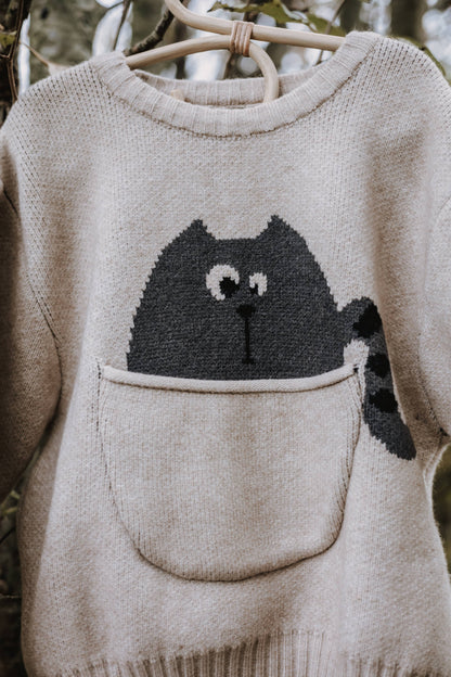 Annie & Charles® animal knitted sweater: Beige bear
