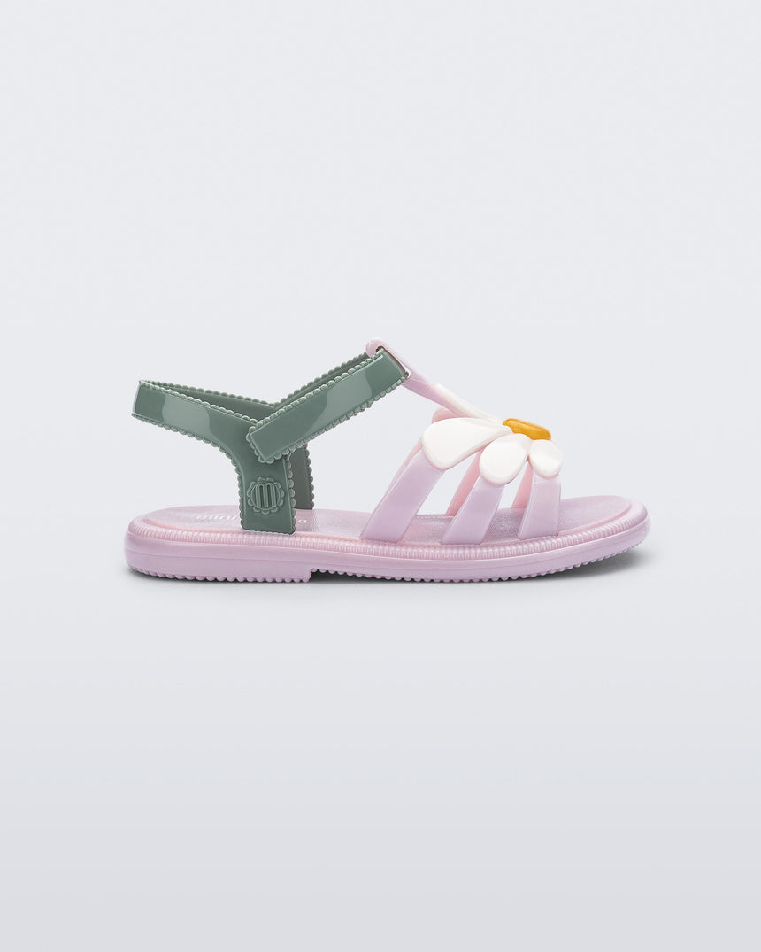 Mini Melissa Hip Bloomy Baby Sandals: Metallic Pink/Green